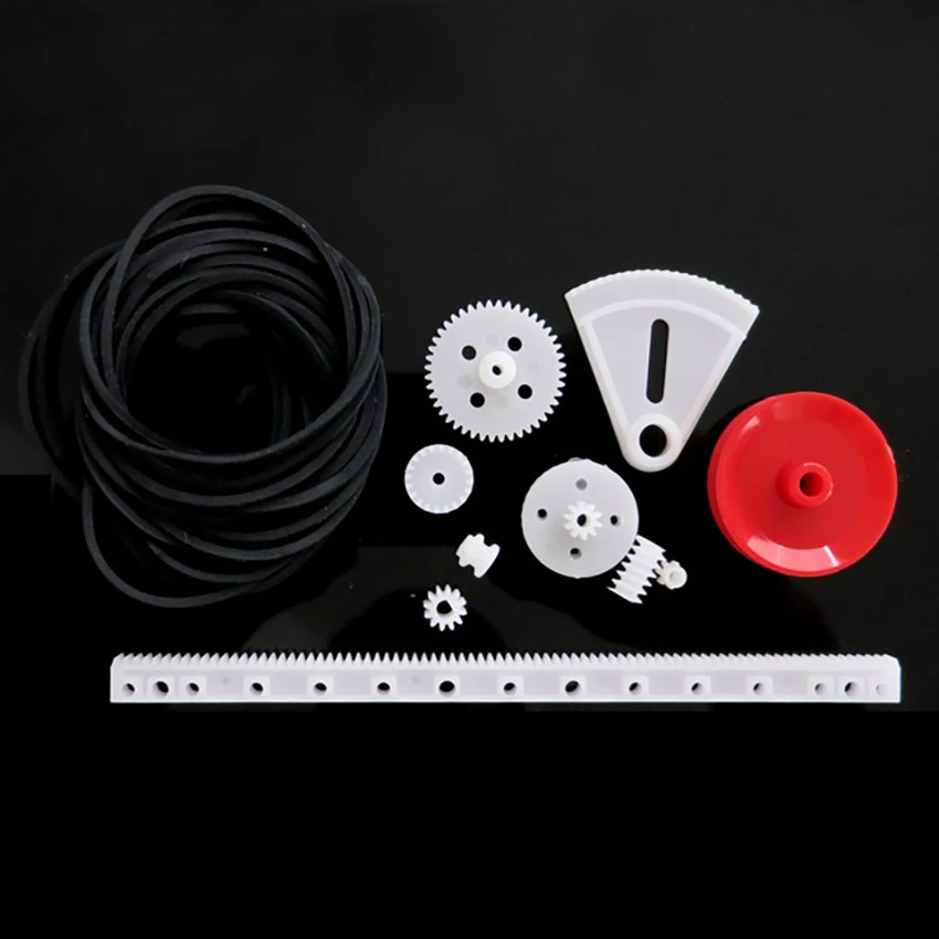 Motor Gear Pack Kit 81Pcs/set Plastic Gearbox Sector Teeth Racks Pulleys DIY Robot Accessories motor gear transmission gear