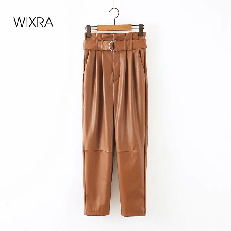 Wixra Womens PU Pants With Fur High Waist Winter Warm Faux Leather Pockets Solid Streetwear New Fashion Clothes Wixra Womens PU Pants With Fur High Waist Winter Warm Faux Leather Pockets Solid Streetwear New Fashion Clothes