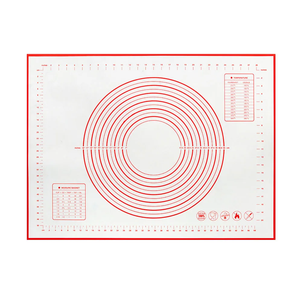 Антипригарный силиконовый коврик для раскатки теста коврик для выпечки помадка, кондитерские изделия глиняная подкладка лист 40 х 50 см Лидер продаж - Цвет: Red