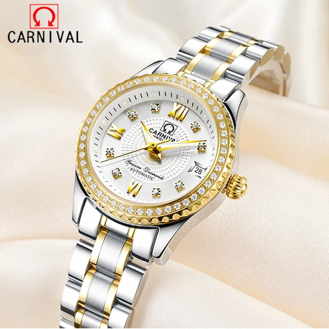 CARNIVAL Brand Ladies Fashion Automatic Watches Women Waterproof Luxury Sapphire Calendar Mechanical Wristwatch Relogio Feminino 1