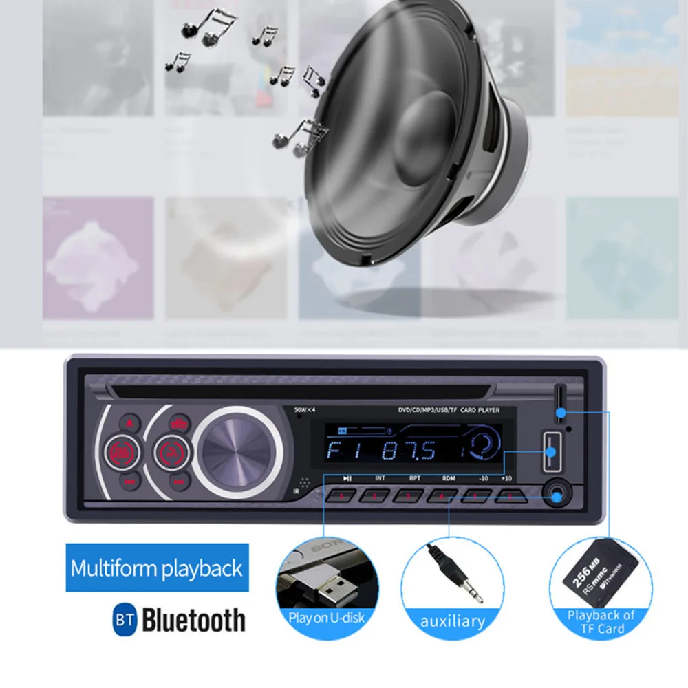 Автомобильный CD-плеер DVD VCD Player+ автомобиля Дисплей Bluetooth 4,0 Аудиомагнитола видео Выход музыкальный плеер DVD плеер/USB/AUX/TF ЖК-дисплей авто