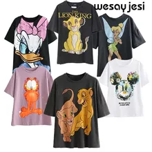 2020 夏のファッション tシャツ女性原宿ハイストリート漫画の天使プリント綿 100% o ネックルーズ tシャツトップスプラスサイズ(China)