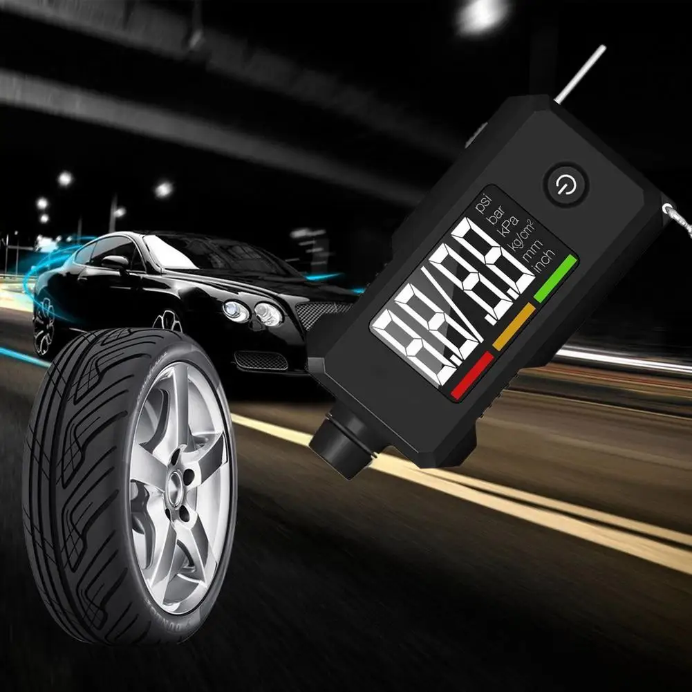 

Car Tyre Pressure Gauge and Tread Depth Gauge 2-in-1 LCD Display Digital Tire Gauge with Key Chain for Cars SUV Trucks Vehicles
