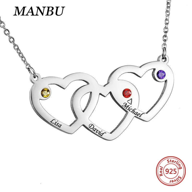 

costom necklace heart pendant with stone 6 nameplate for women silver 925 chain necklace fashion jewelry anniversary gifts 2019