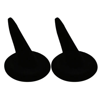 

2pcs Fingertip Home Accessories Rack Ring Display Gift Jewelry Storage Cone Decoration Show Stand Flocking Portable Organiser