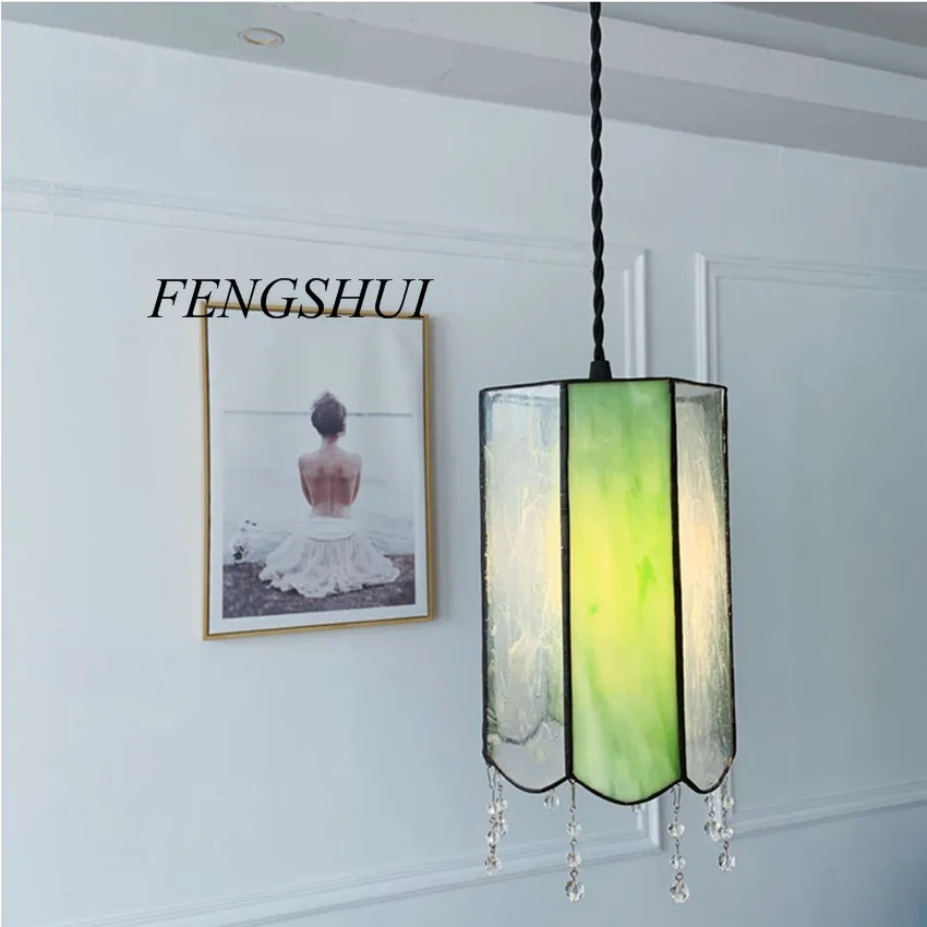 

Japanese-style Retro Hand Color Glass Pendant Lights Lighting Creative Homestay Bedside Meal Bar Hanging Lamp Bedroom Deco Lamps