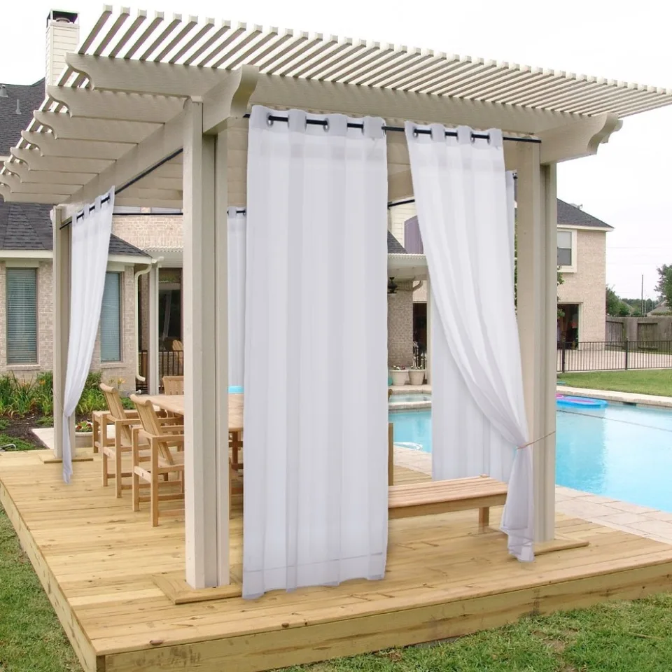 Nicetown Double Sheer Curtains Panels For Patio Garden Tab Top