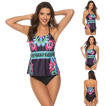 

Brazillian Women Floral Printing Tankini Set Two Piece Swimsuit Padded Swimming Wear For Lady High Quality Bathing Suit Biquini