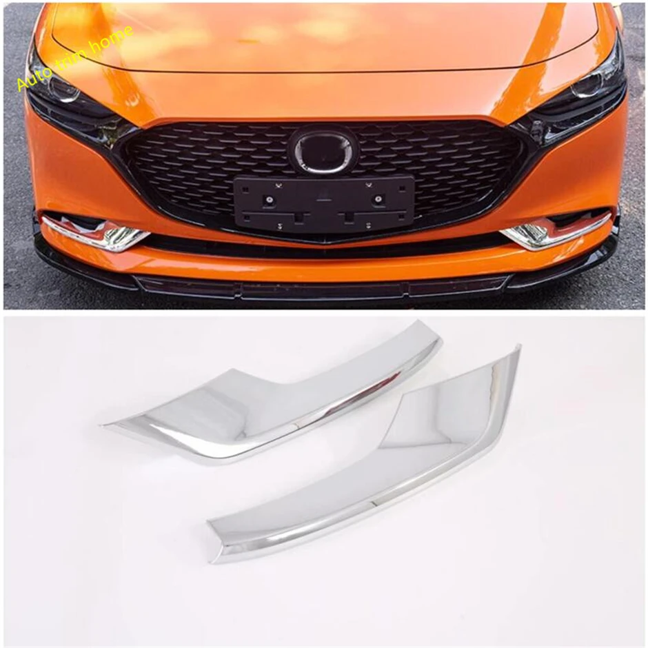 

Lapetus Front Fog Lights Foglight Lamp Eyelid Eyebrow Strip Cover Trim Fit For Mazda 3 2019 2020 ABS Chrome / Auto Accessories