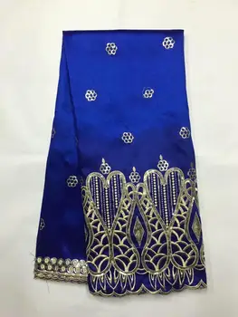 

Royal blue color Indian Design African George lace fabric 2019 Nigeria wedding dress fabric blue Gold FB1020