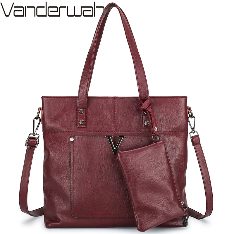 Женские кожаные сумки женские на плечо 2 комплекта известный бренд дизайнерская