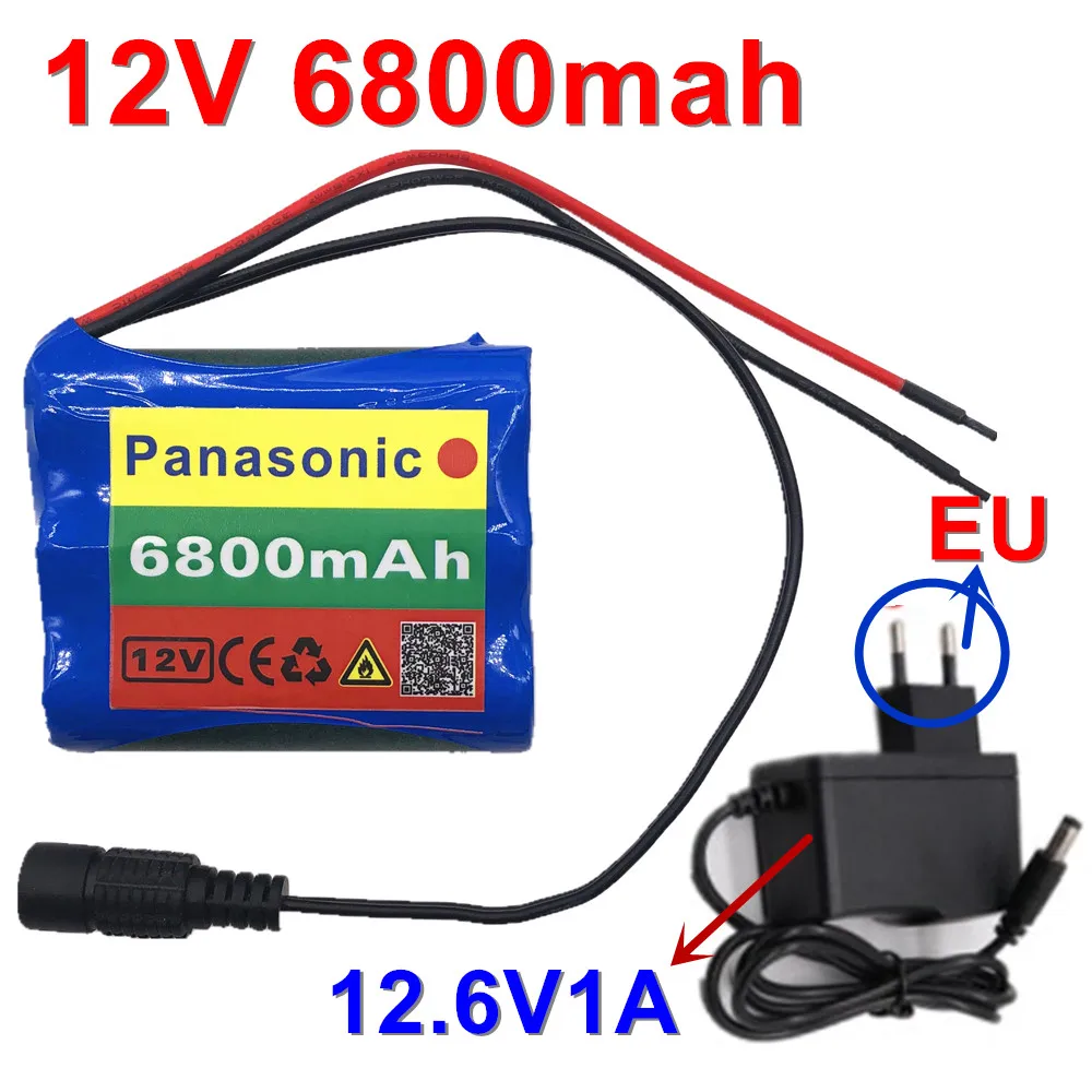 Panasonic Новая защитная пластина 12V 6800ah батарея 12V 6,8 mAh 18650 литий-ионная DC12.6V супер перезаряжаемая батарея+ зарядное устройство