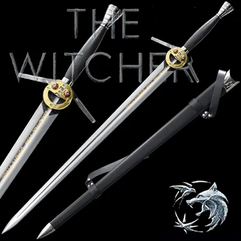 

Game Replica Sword Geralt of Rivia Stainless Steel Long Swords Leather sheath
