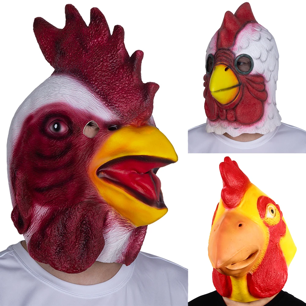 Realistic Chicken Mask Full Head Halloween Party Cosplay Cock Costume