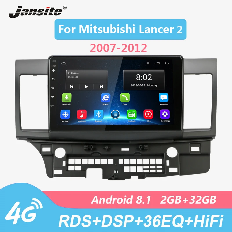 

Jansite Wifi 10" Car Radio player For Mitsubishi Lancer 2 2007-2012 Android 8.1 Touch screen multimedia video players with Frame