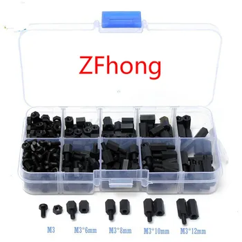 

300pcs M3NH1 M3 Nylon Screw White/Black Hex Nylon Standoff Spacer Column Flat Head Nylon Plastic Spacing Screws Nuts