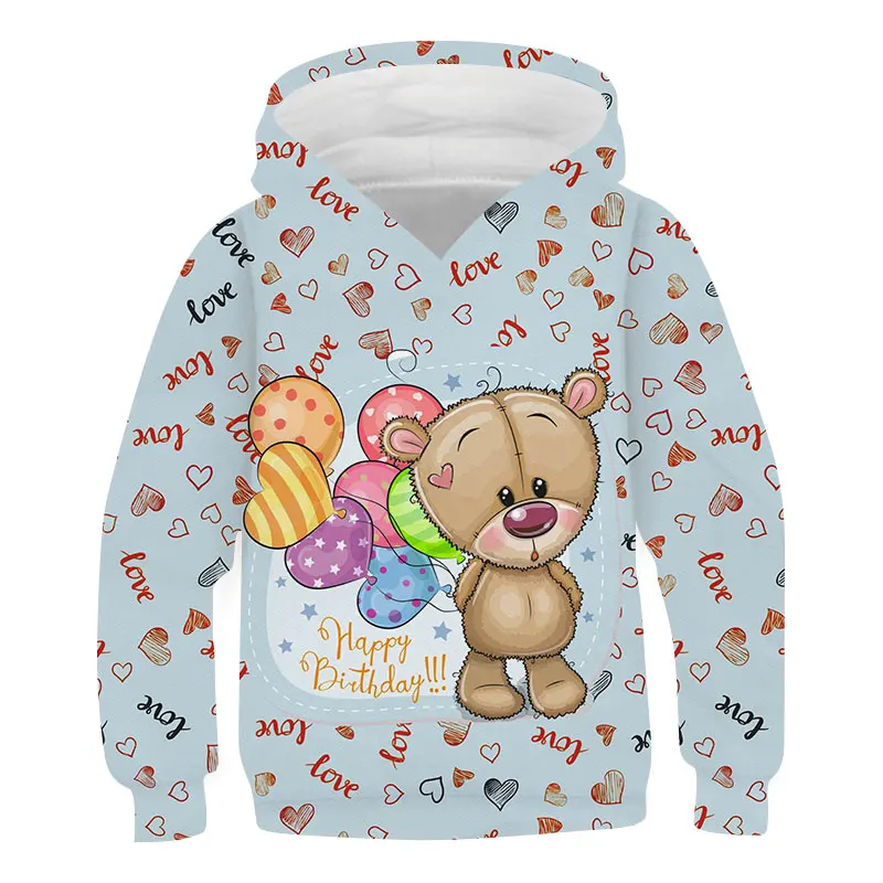 Youth Clothing Spring And Autumn Children's Hoodie Cartoon Bear Print Children's Sweatshirt Children's Clothing 4- 14 Years Old hooded shirt for kids