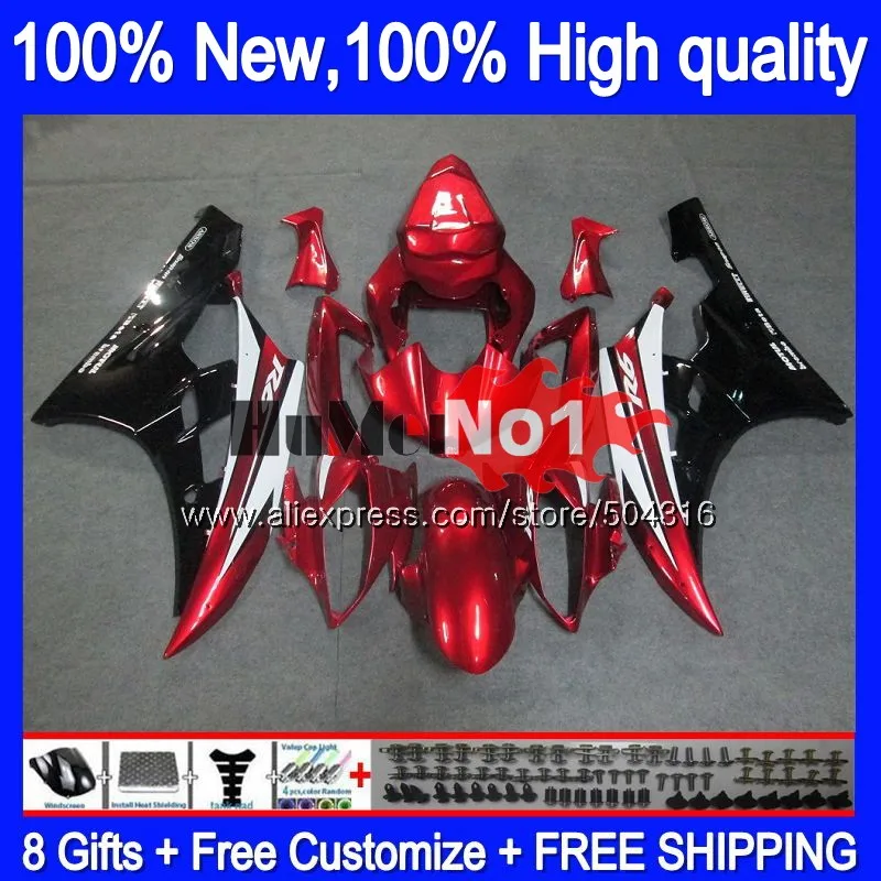 Средства ухода за кожей для YAMAHA YZF R 6 YZF 600 YZF-600 7MC. 103 YZF R6 06-07 600CC YZF600 YZF-R6 2006 2007 YZFR6 06 07 OEM Обтекатели Горячий красный blk