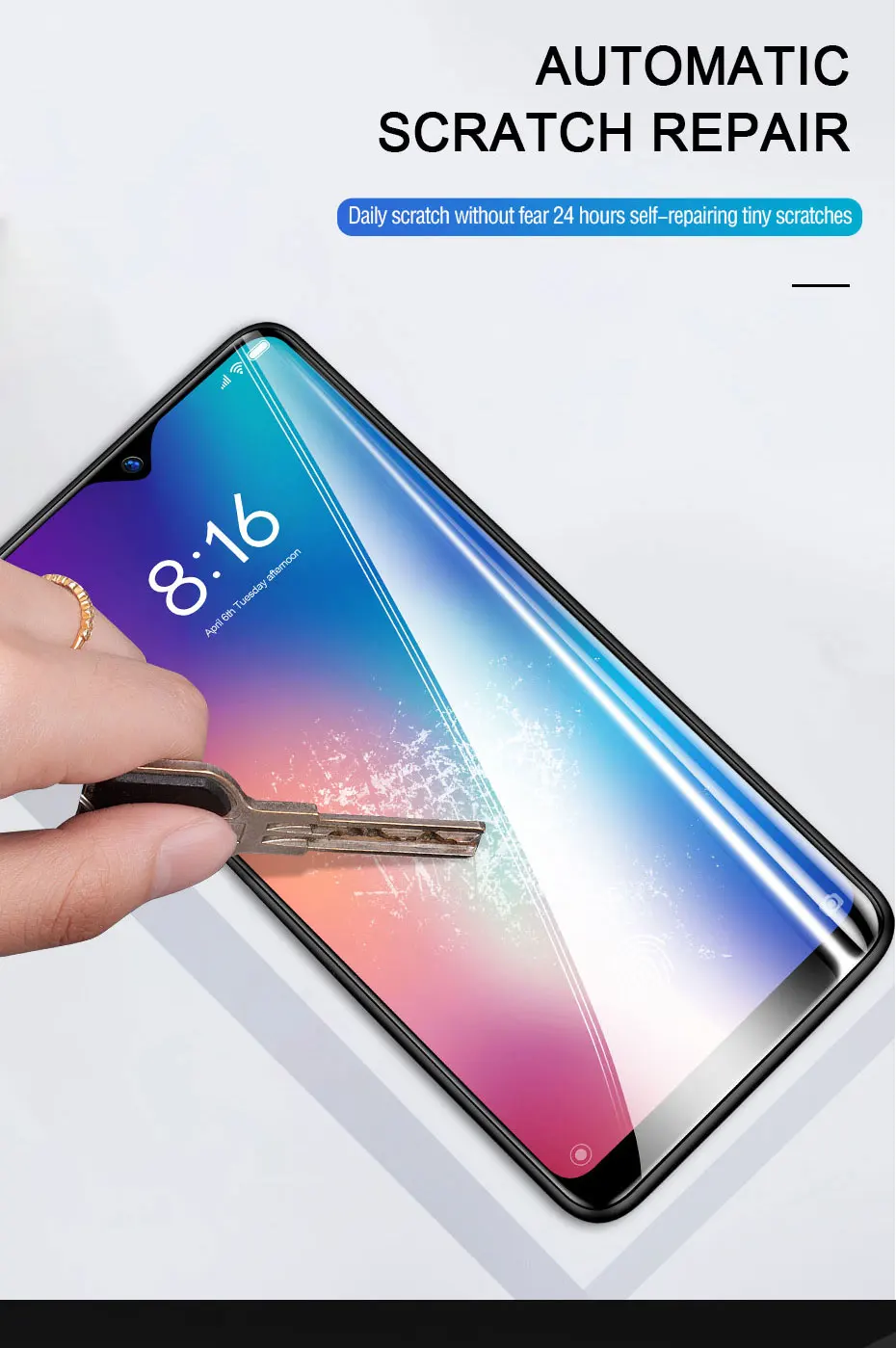 500D Защита экрана для Xiaomi Redmi Note 8 7 6 Pro 8T 7A 8A Гидрогелевая пленка для Redmi 7 7A 8 6 K20 Pro Полное покрытие стеклянная пленка