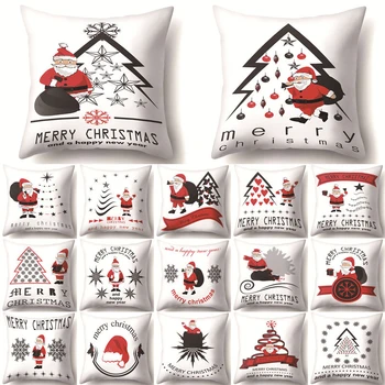 

Merry Christmas Santa Claus Cushion Cover Decorative Sofa Pillows Xmas New Year Home Decor Polyester 45*45cm Pillowcase 40543