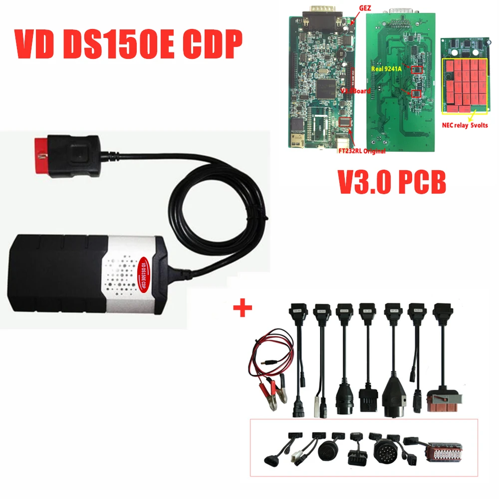 DHL Vci,3/ R0 keygen с Bluetooth MVD TCS C-D-P VD DS150E C-D-P для delphis obd2 Диагностический Инструмент+ 8 автомобильных кабелей - Цвет: without bluetooth