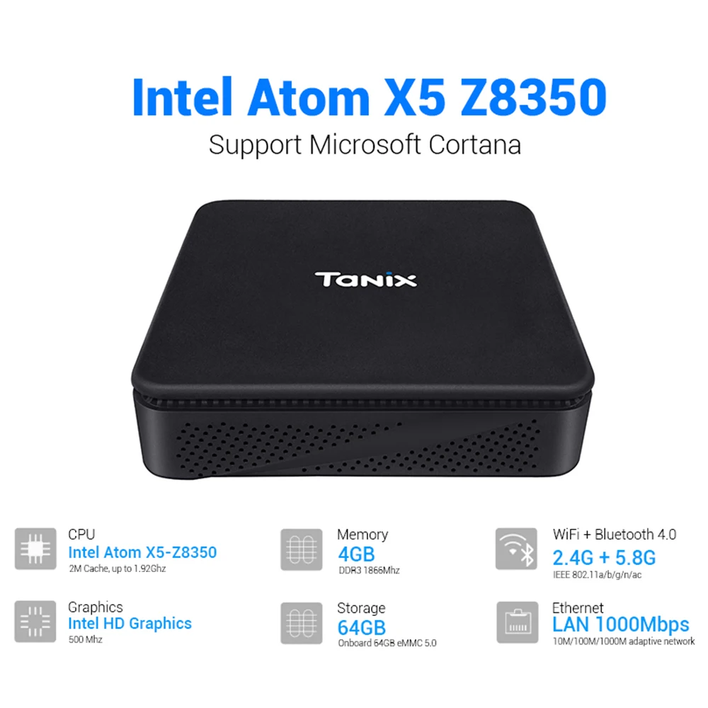 TX85 4 Гб ОЗУ 64 Гб ПЗУ Windows 10 Мини ПК Intel Cherry Trail Z8350 медиаплеер 2,4G 5G WiFi 1000M LAN Bluetooth Smart tv Box