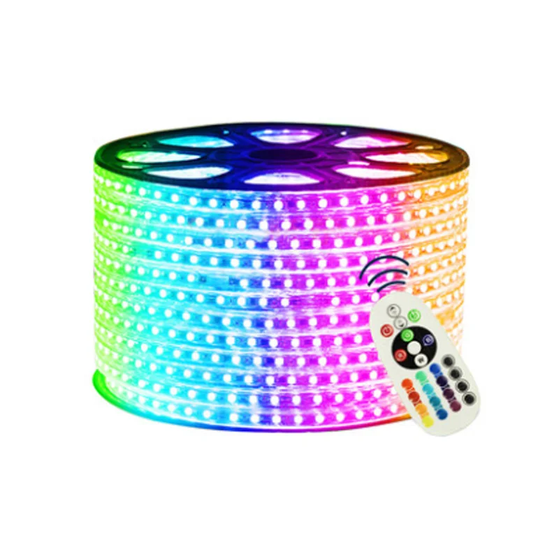 Светодиодная лента 220 В RGB SMD 5050 водонепроницаемая гибкая неоновая с