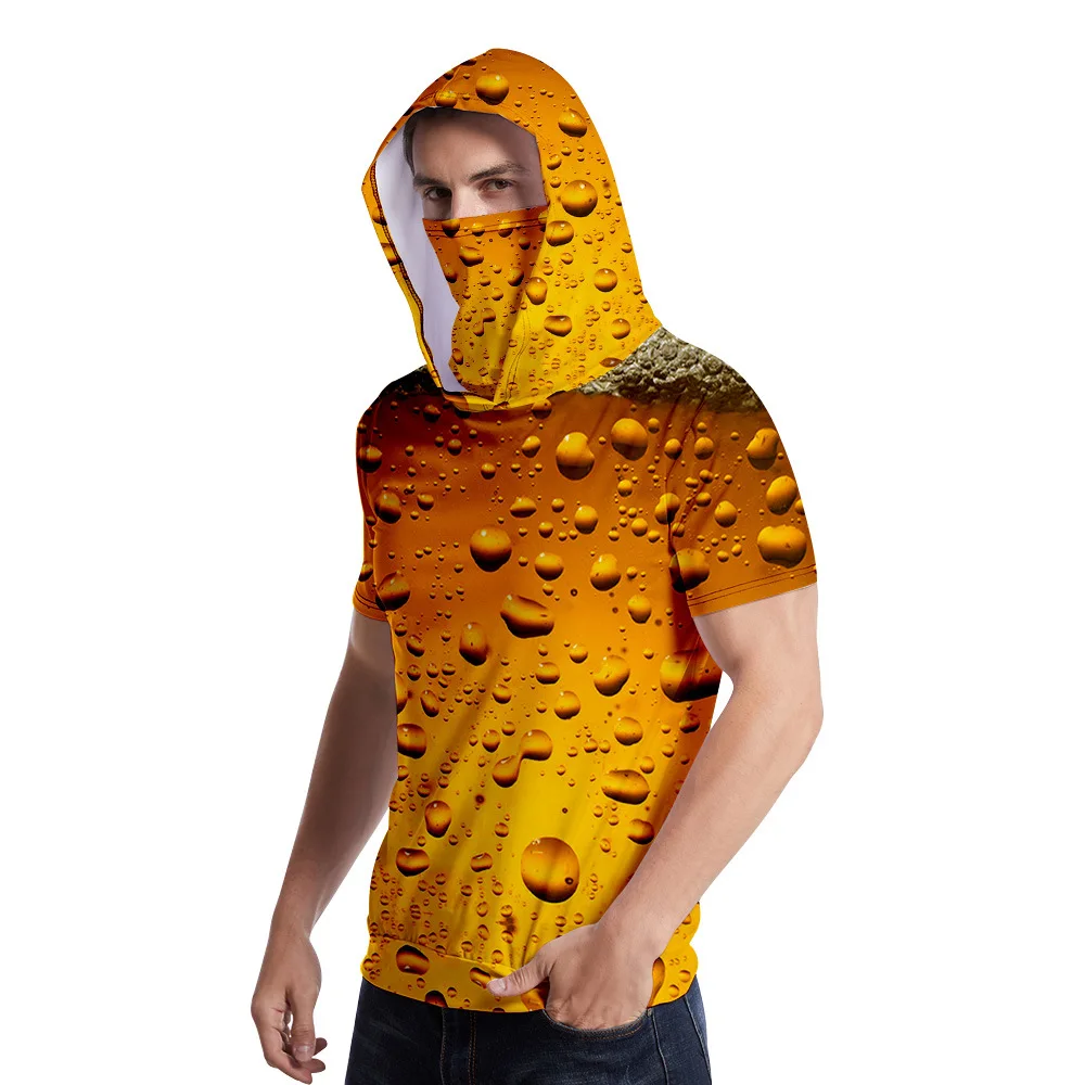 Новая мода 3D печатных пены пиво шаблон с капюшоном рубашки мужские Tide хип хоп