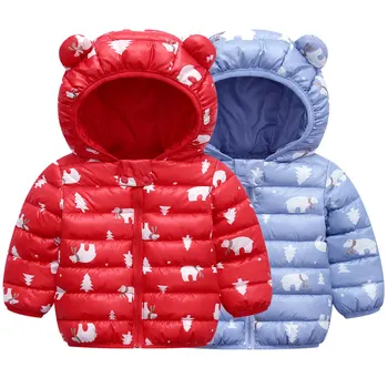 

3-6yrs New Thin Winter Down Jacket Children's Wear Boys Girls Cotton Fashion Sport Outwear Warm Coat Bear's Ear Many Colors