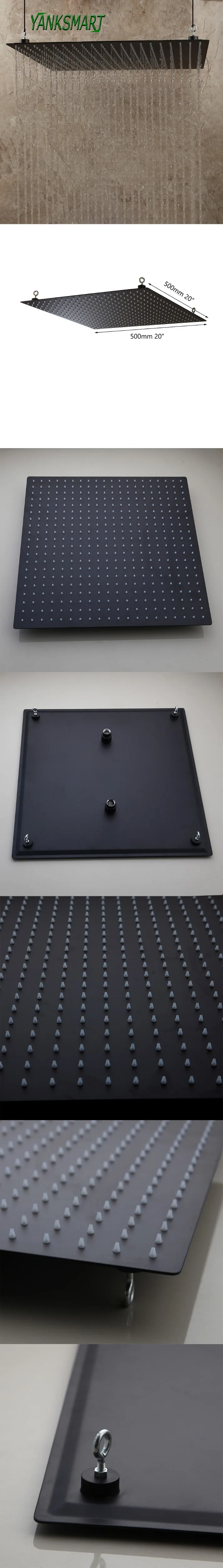 YANKSMART 20 ''дюймов черная ванная комната дождевая квадратная душевая головка потолочные смесители одна душевая головка s кран