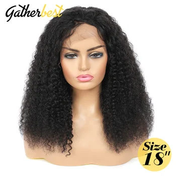 

Gather Best Hair Peruvian Kinky Curly 13x4 Lace Front Wig Color 1B Curly Human Hair Wig Virgin Hair Wigs Afro Kinky Curly Wig