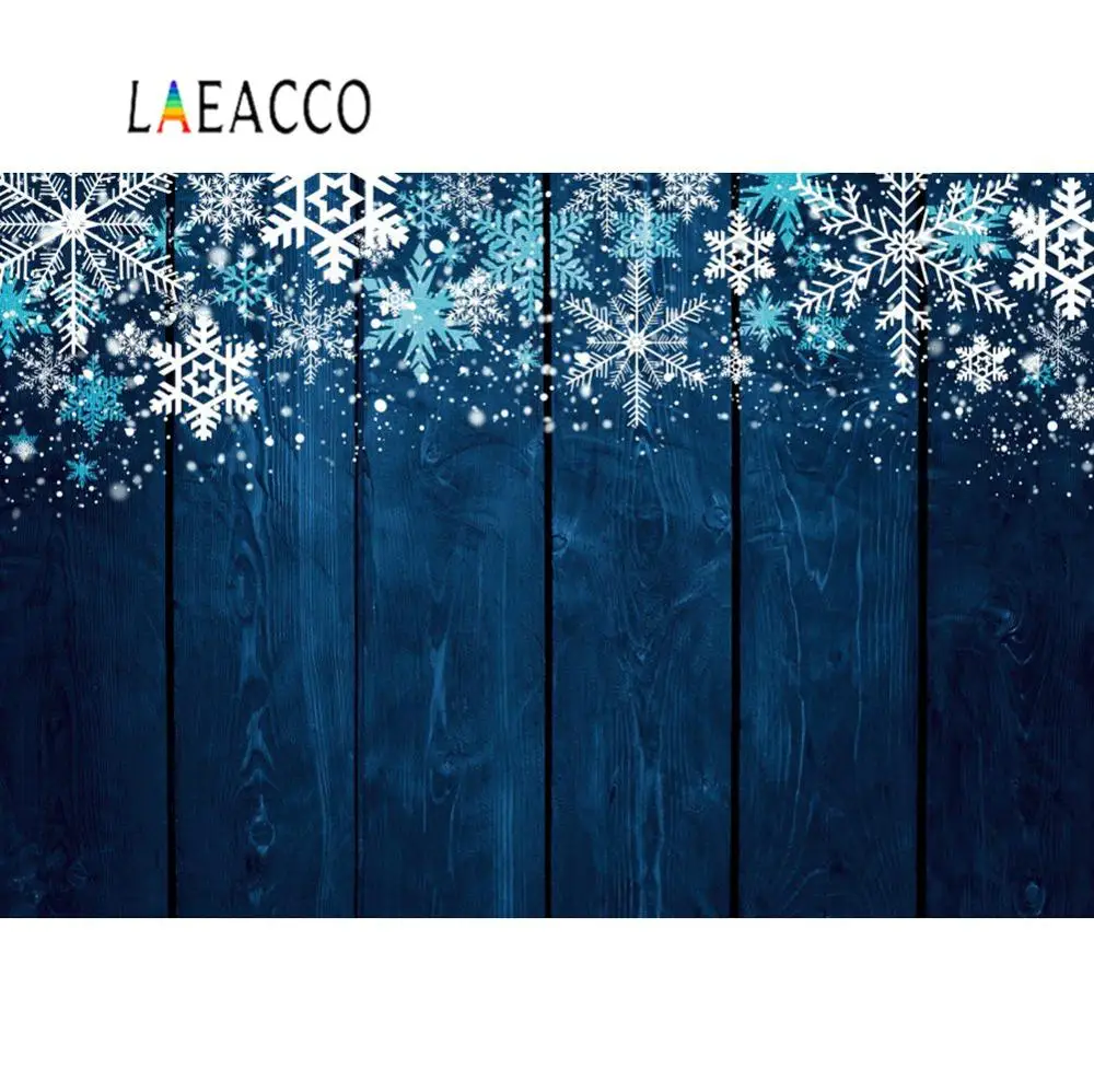 Laeacco темно-синие деревянные доски зимняя кукла Снежинка домашнее животное фото