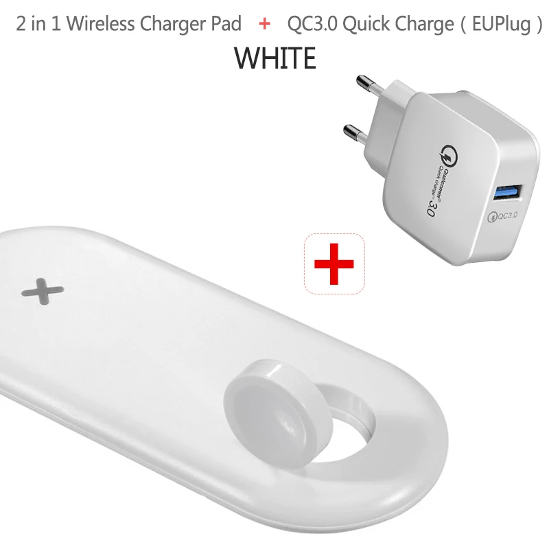 QC 3.0 Charge White Qi Беспроводное зарядное устройство для часов Быстрая зарядка для Apple iWatch серии 5 4 3 2 1 QC 3,0 быстрая Беспроводная зарядка для iPhone samsung - Цвет: QC 3.0 Charge White