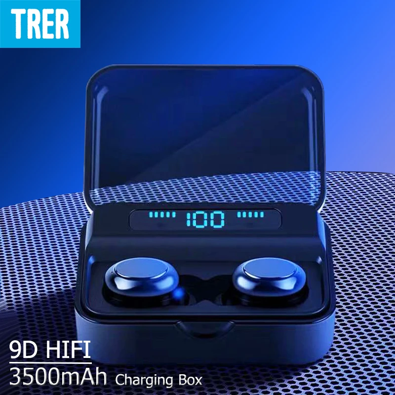Online Auricular Bluetooth TWS 5,0 auriculares inalámbricos estéreo Hifi pantalla LED Auricular 3500mAh con micrófono fone semfio