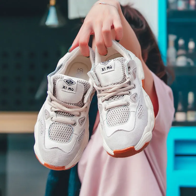 

MWY Female Platform Pigskin leather Vintage Sneakers Thick Bottom Sports Outdoors Walking Shoe Women Zapatos Deportivos De Mujer