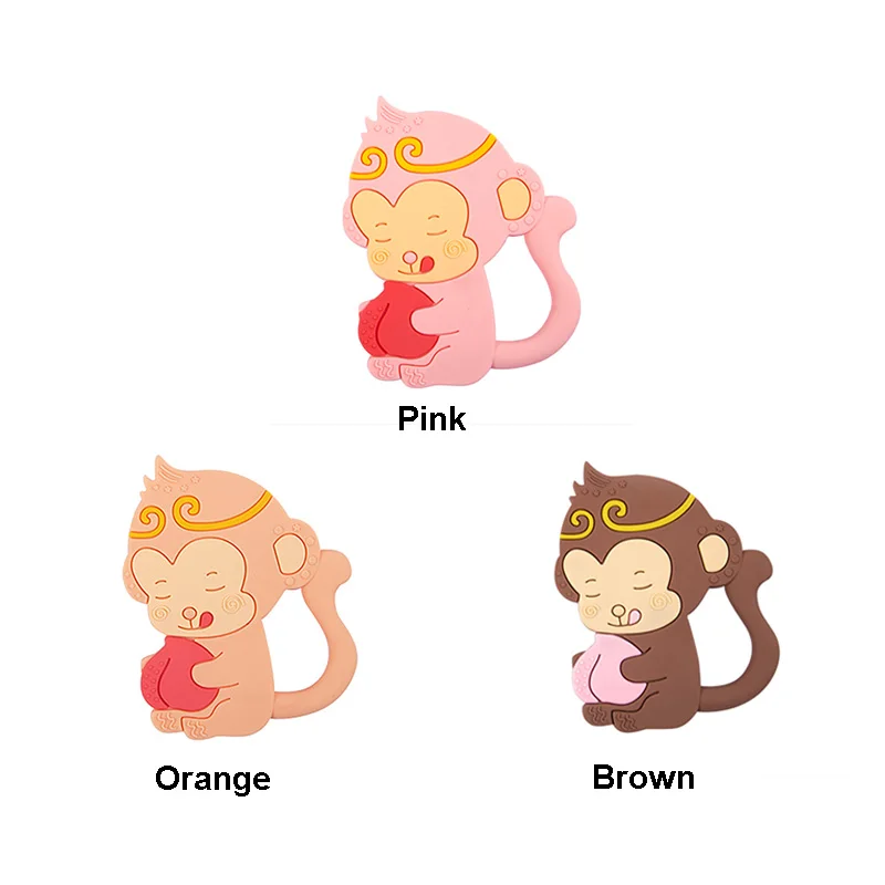 Chenkai 10PCS Silicone Monkey Teether Baby Cartoon Pacifier BPA Free For DIY Infant Nursing Bracelet Necklace Pendant Toy Gifts - Цвет: Mixed