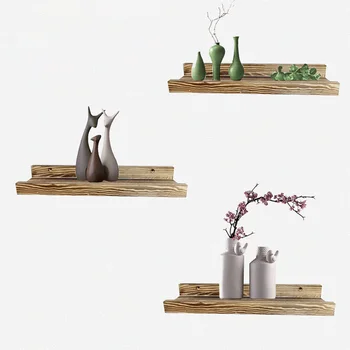 

Solid Wood Easy Install Floating Shelf Sundries Space Saving Storage Rack With Screws Living Room Wall Mounted Home Decor Office