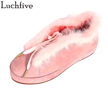 

Pink Wool Ankle Boots Lace Up Flat Shoes Women Round Toe Runway Outwear Thick Bottom Short Boots Women
