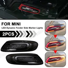 2 pçs para mini cooper f55 f56 f57 sequencial dinâmico led fender marcador de luz lado indicador da lâmpada pisca luz fumada