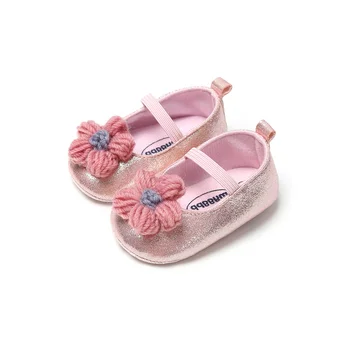 

Newborn Baby Shoes Shining PU Leather Cotton Flower Party Princess Anti-Slip First Walkers Crib Shoes Toddler Girl