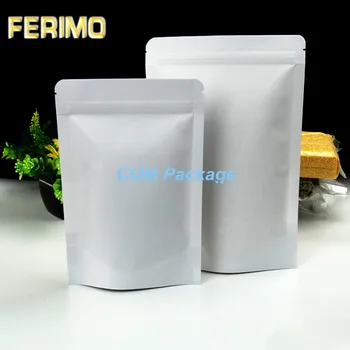 

14x20cm White Kraft Paper Doypack Pouch Ziplock Packaging Home Food Bag Storage Stand Up Coffee Sugar Nuts Pack Bag Reclosable