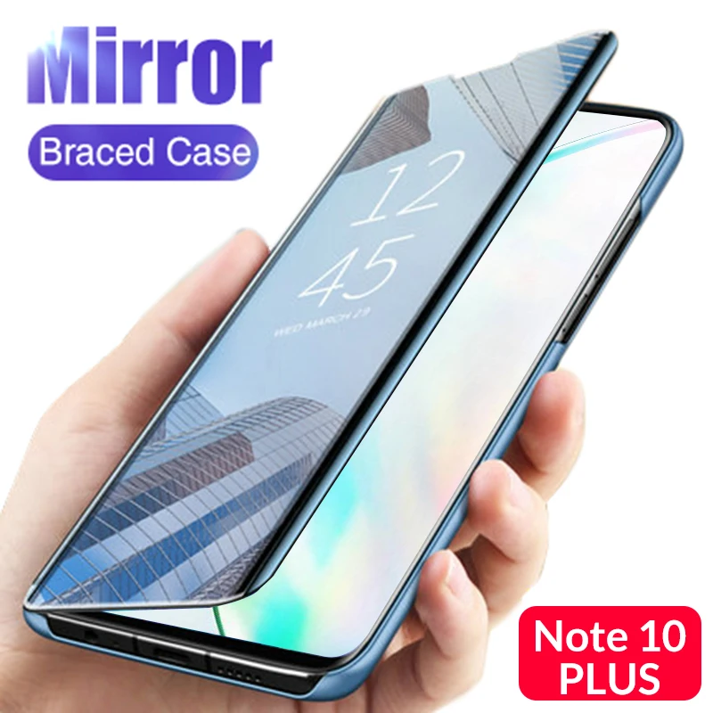 

Smart Mirror Flip Phone Case For Samsung Galaxy Note 10 Pro Soft Back Cover Cases For Samsung Note 10 Plus S9 S8 Plus S7 S6 Edge