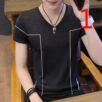 

T-shirt men's short-sleeved Korean version of the trend of summer 2019 new repair body shirt half-sleeve men's tide