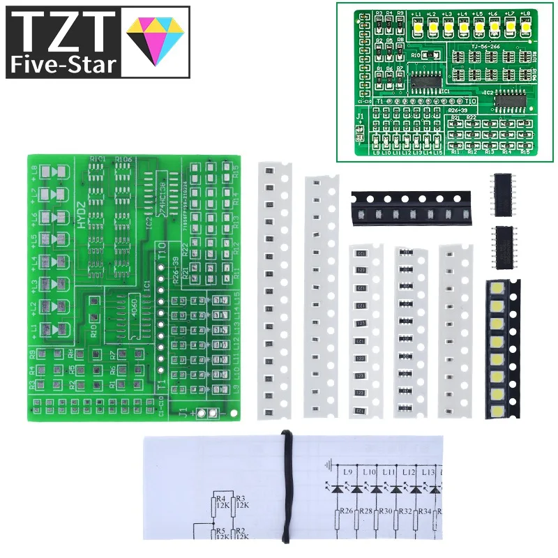 1/3-teiliges DIY-Kit 15-Farben-Lichtsteuerungsset 1801 SMD-Komponenten Schweißübungsplatine Teile Elektronik-Produktionskit – Detail 6