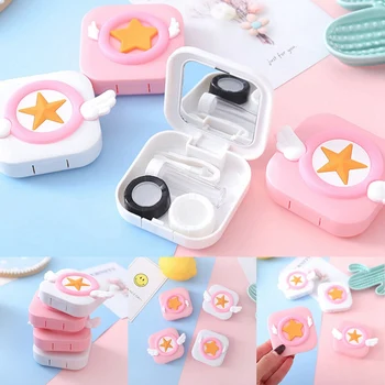 

Cute Cartoon Girl Contact Lens Box Travel Glasses Lenses Case For Eyes Care Kit Holder Container Gift Beautiful Pupil Box