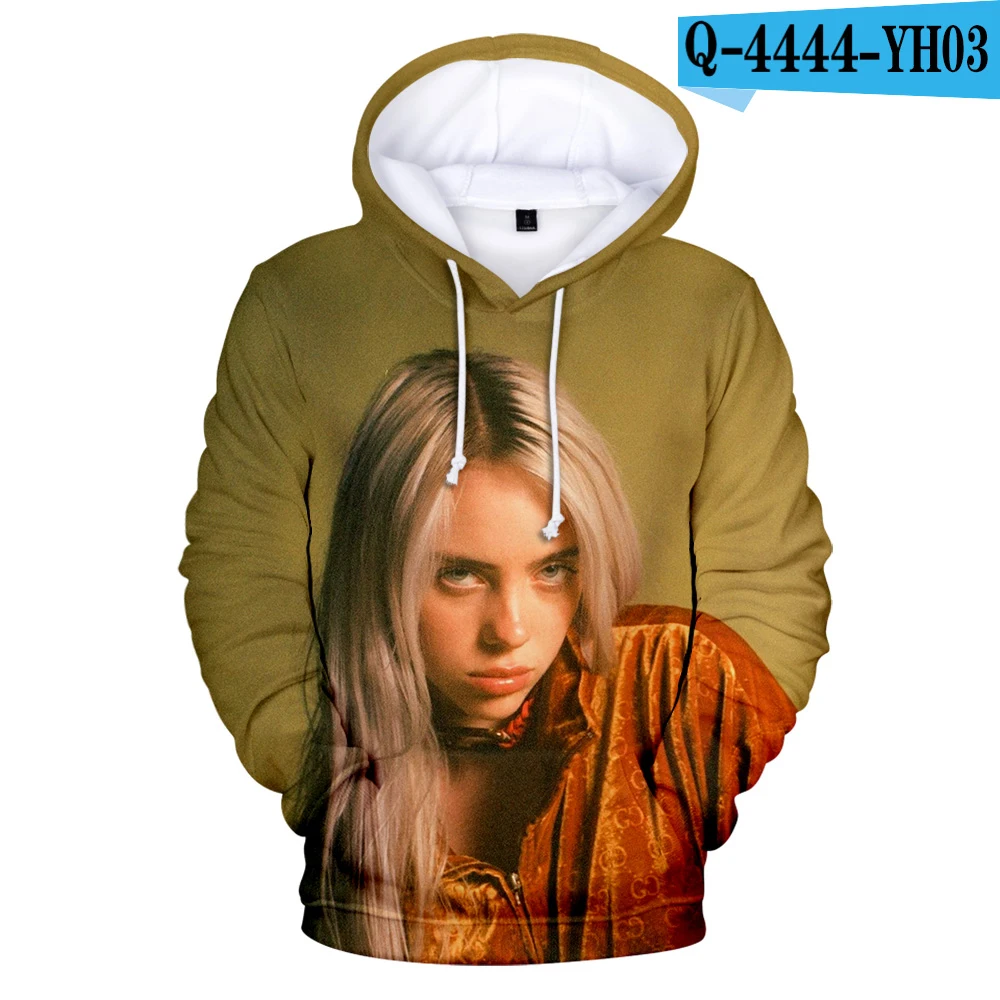 Billie Eilish, Толстовка для мужчин и женщин, толстовки с 3D принтом, толстовки осень/зима, теплые пуловеры, модная уличная одежда, 3D толстовки - Цвет: 3D