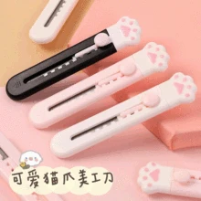 Mini couteau utilitaire Portable en alliage, mignon, fille rose, patte de chat, couteau utilitaire, coupe enveloppe, lettre, couteau à courrier, fournitures scolaires et de bureau