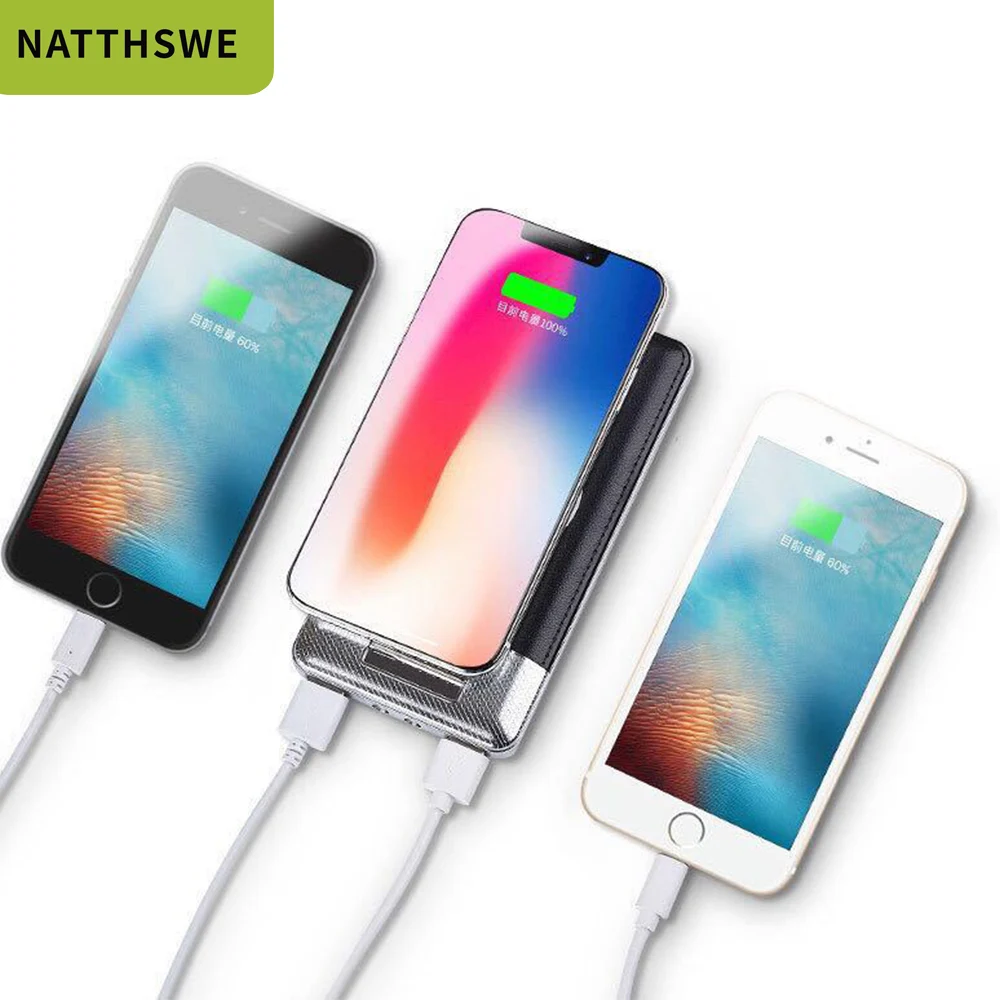 Портативный внешний мини аккумулятор с двойной USB дисплеем 10000 емкости быстрая