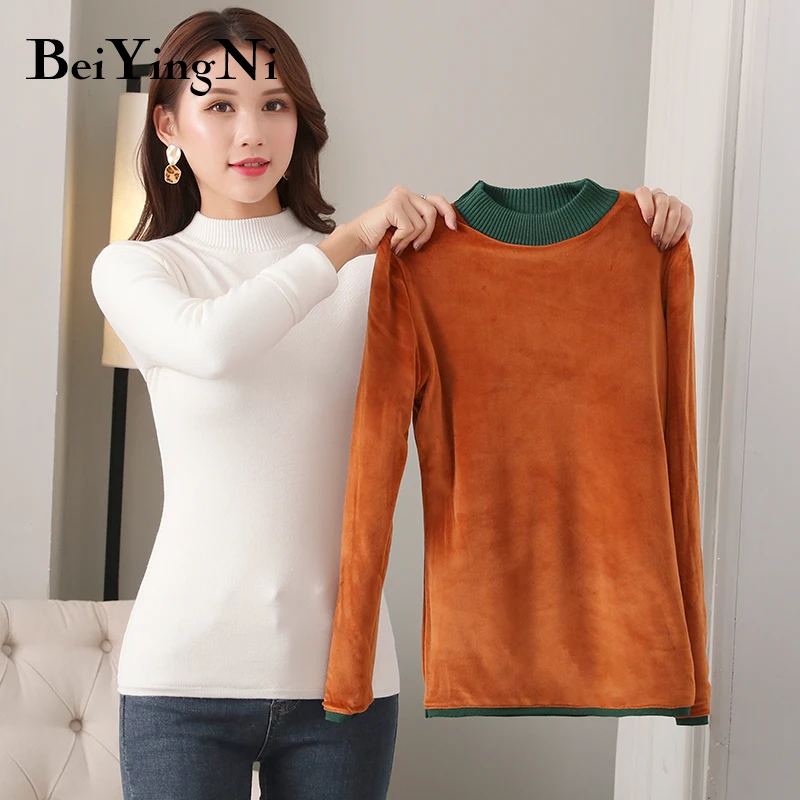 Beiyingni Women Sweaters Pullovers Fleece Warm Thick Elasticity Female Clothes Slim Jumper Autumn Winter Knitted Sweater Korean Beiyingni Women Sweaters Pullovers Fleece Warm Thick Elasticity Female Clothes Slim Jumper Autumn Winter Knitted Sweater Korean