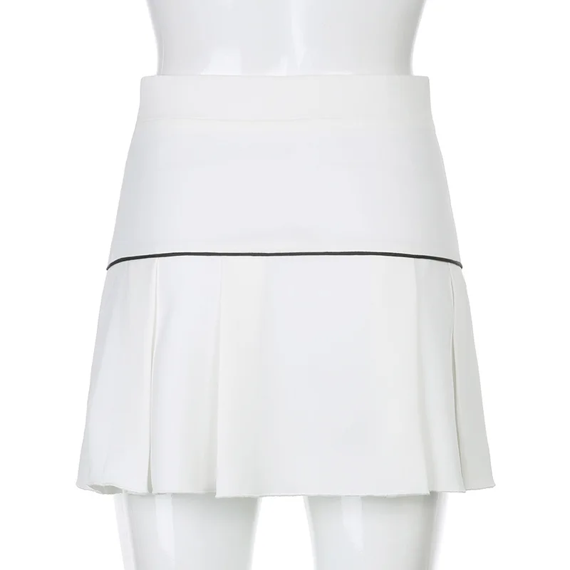 Female Mini Skirts Korean Fashion Pleated Tennis Skirts Preppy Style Casual Streetwear